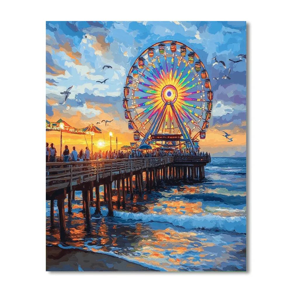 Santa Monica Pier Sunset Los Angeles United States paint by number