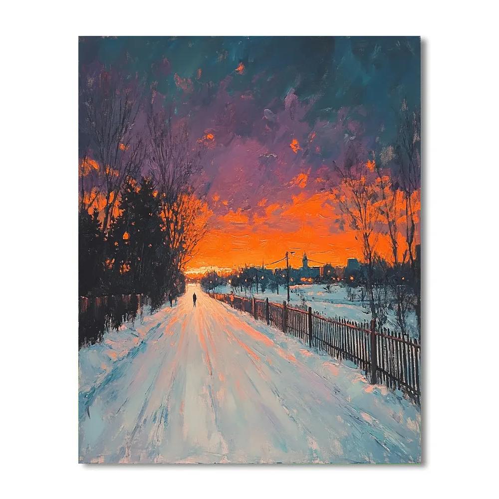 Edvard Munch Inspired Winter Street Paint by numbers kits