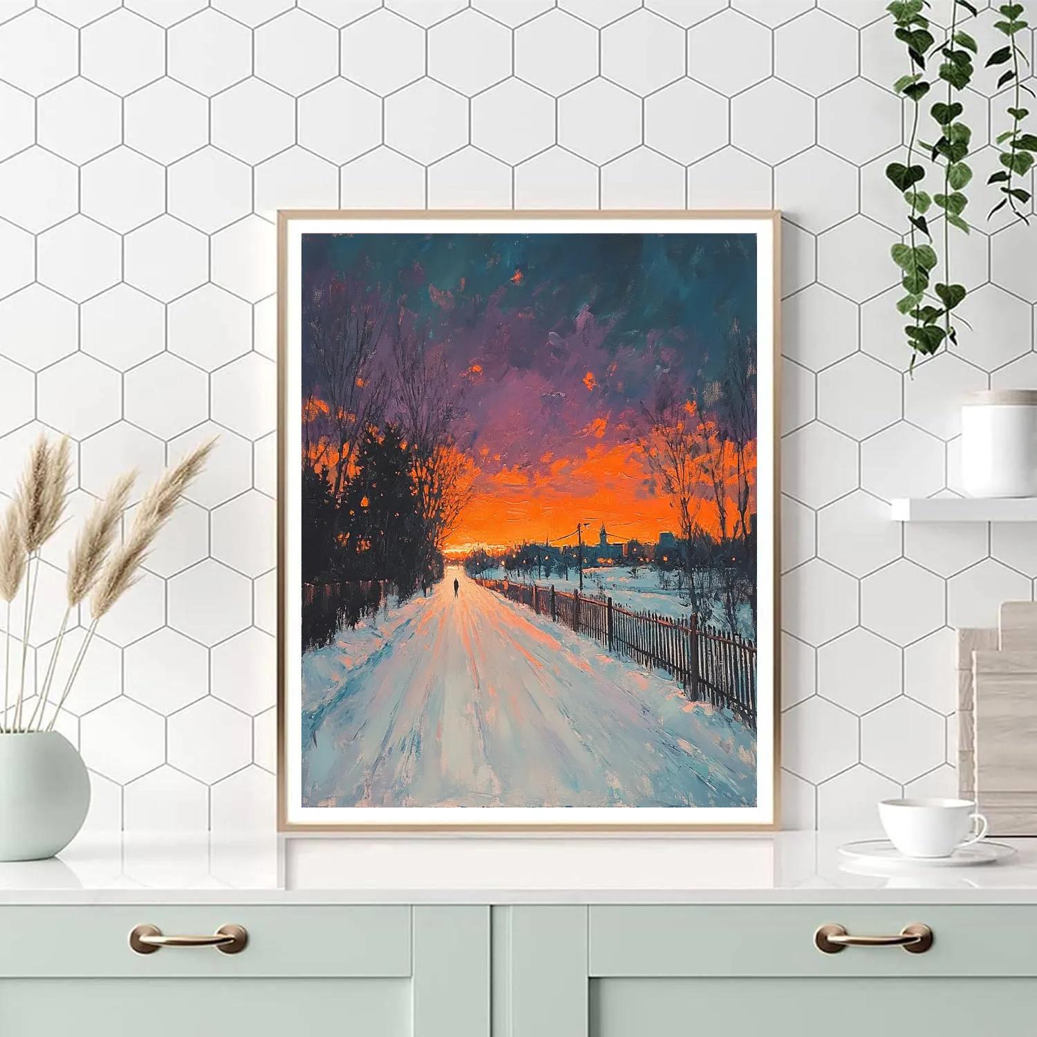 Edvard Munch Inspired Winter Street Paint by numbers kits