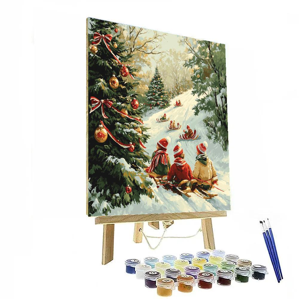 Sledding Break At The Fir Edge Paint by numbers kits