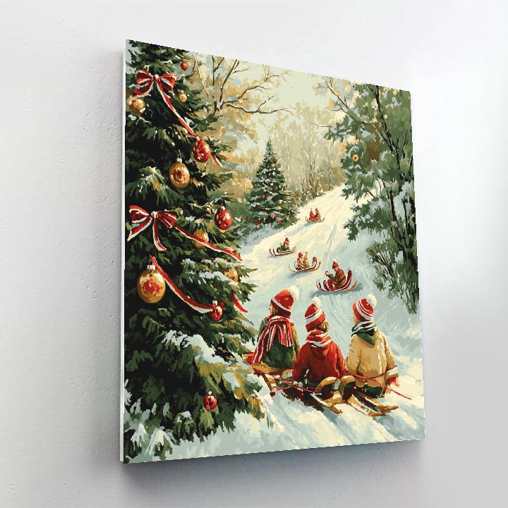 Sledding Break At The Fir Edge Paint by numbers kits