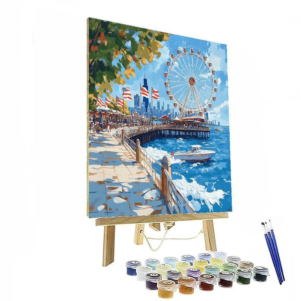 Navy Pier Skyline View Chicago United States painting number kit