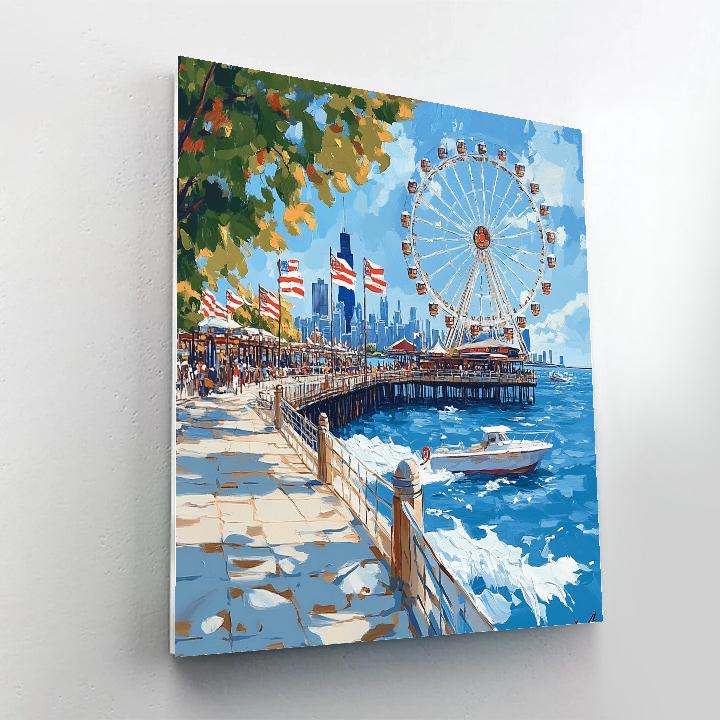 Navy Pier Skyline View Chicago United States painting number kit