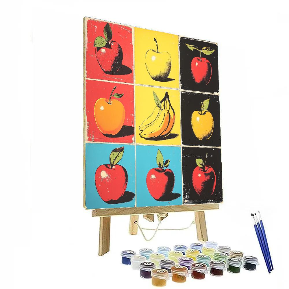 Andy Warhol Inspired Pop Fruits Grid paint by number