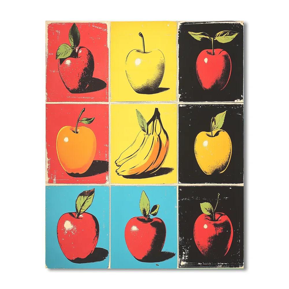 Andy Warhol Inspired Pop Fruits Grid paint by number