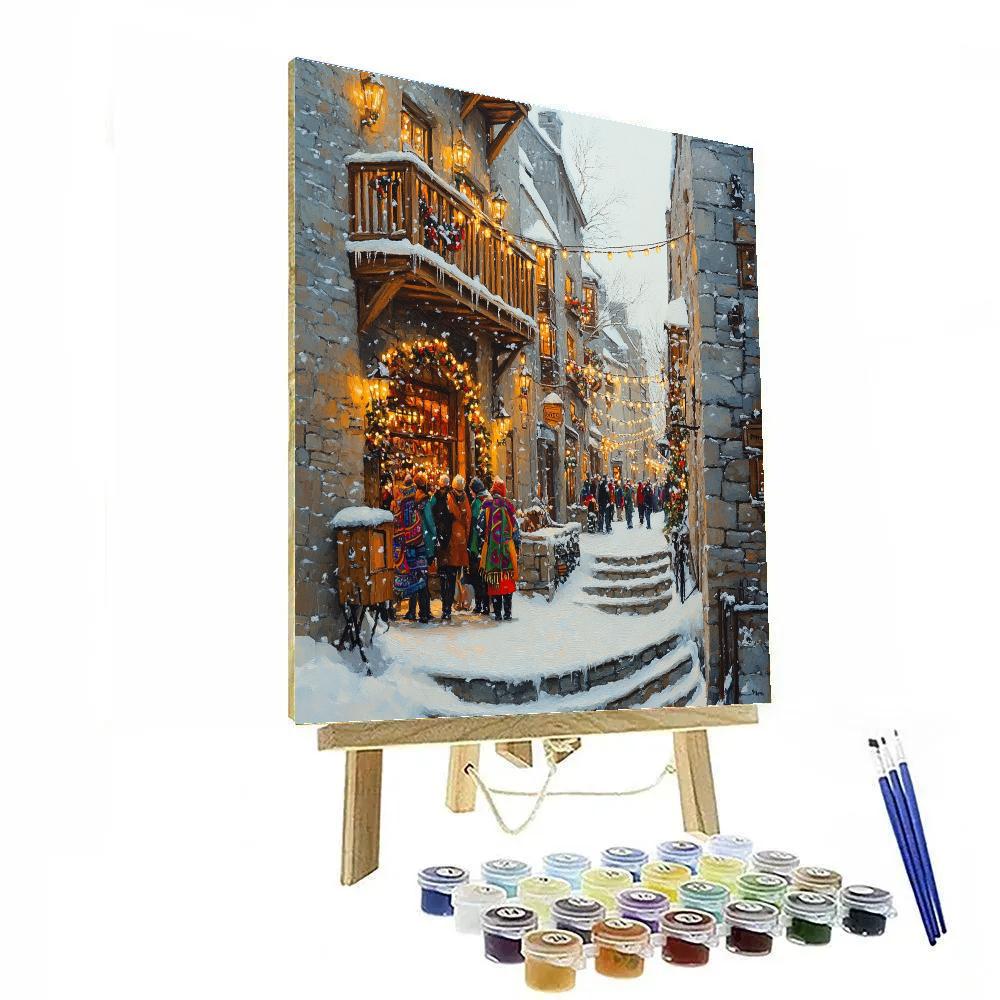 Petit Champlain Winter Lights Quebec City Canada Number painting