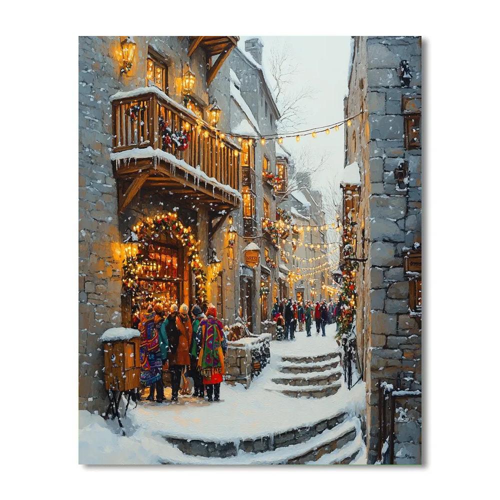 Petit Champlain Winter Lights Quebec City Canada Number painting