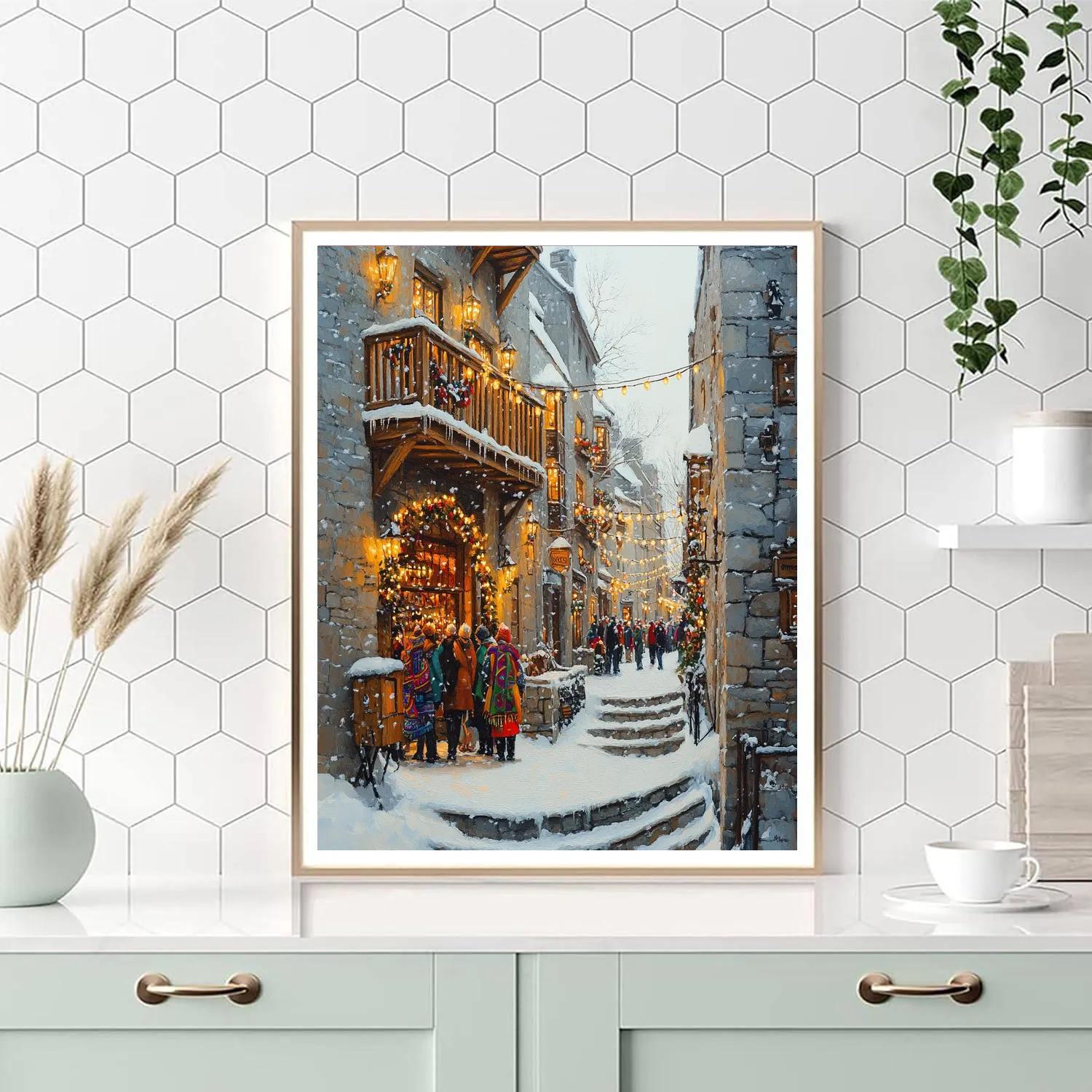 Petit Champlain Winter Lights Quebec City Canada Number painting