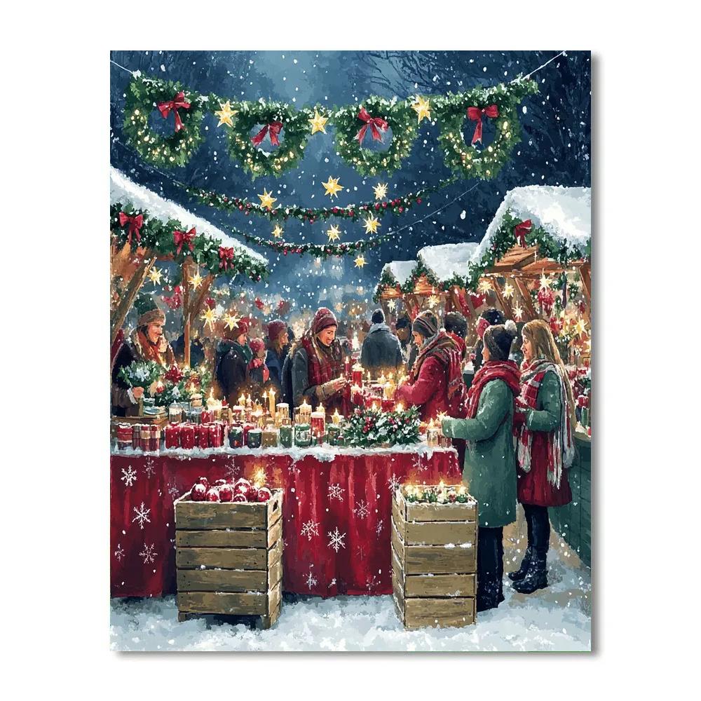 Market Stall Of Stars And Holly paint by color