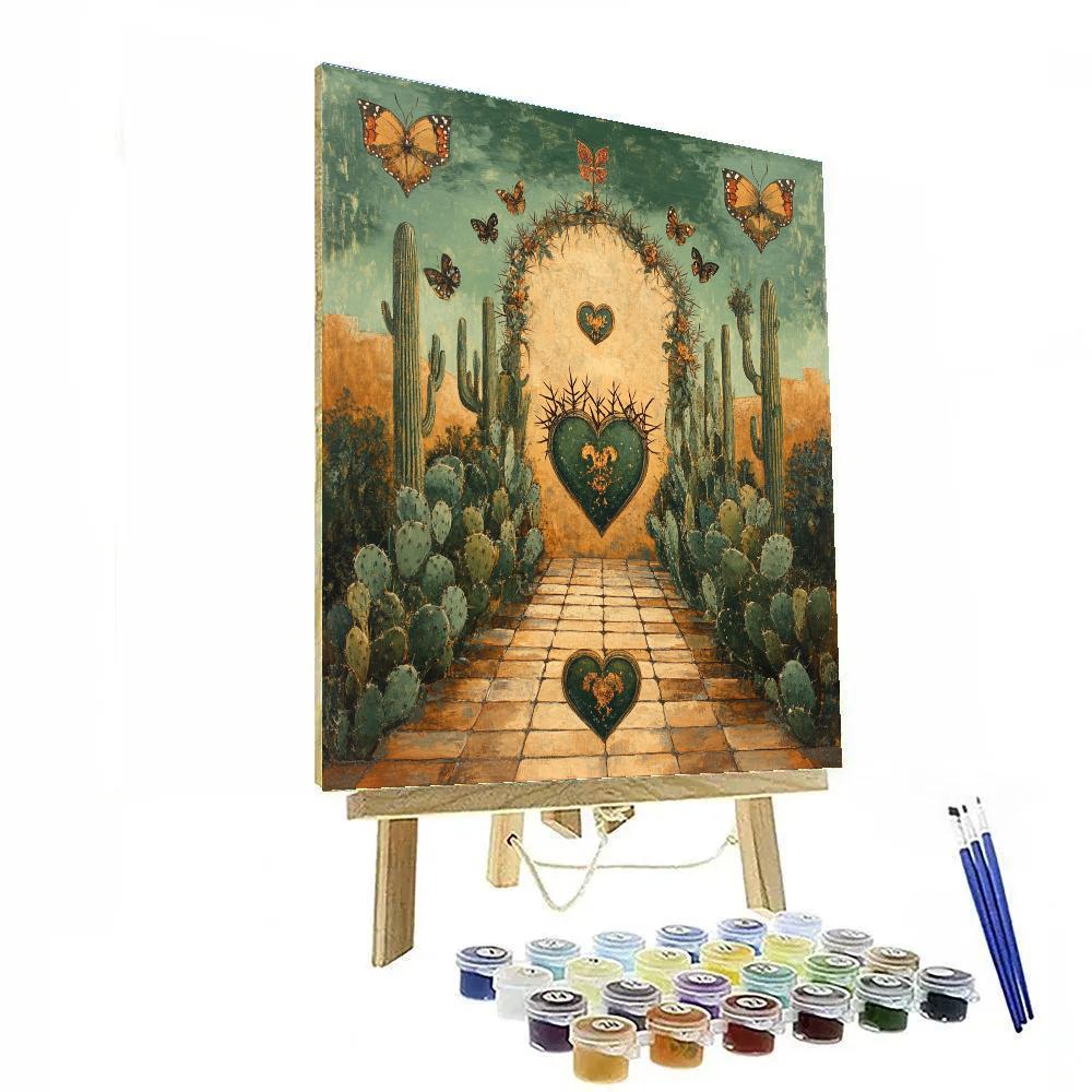 Frida Kahlo Inspired Desert Cactus Emblems paint by number