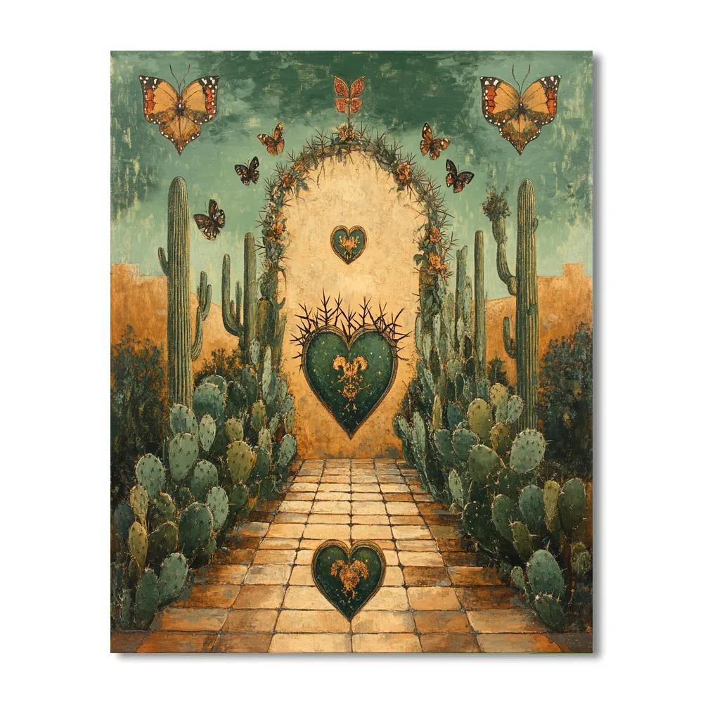 Frida Kahlo Inspired Desert Cactus Emblems paint by number