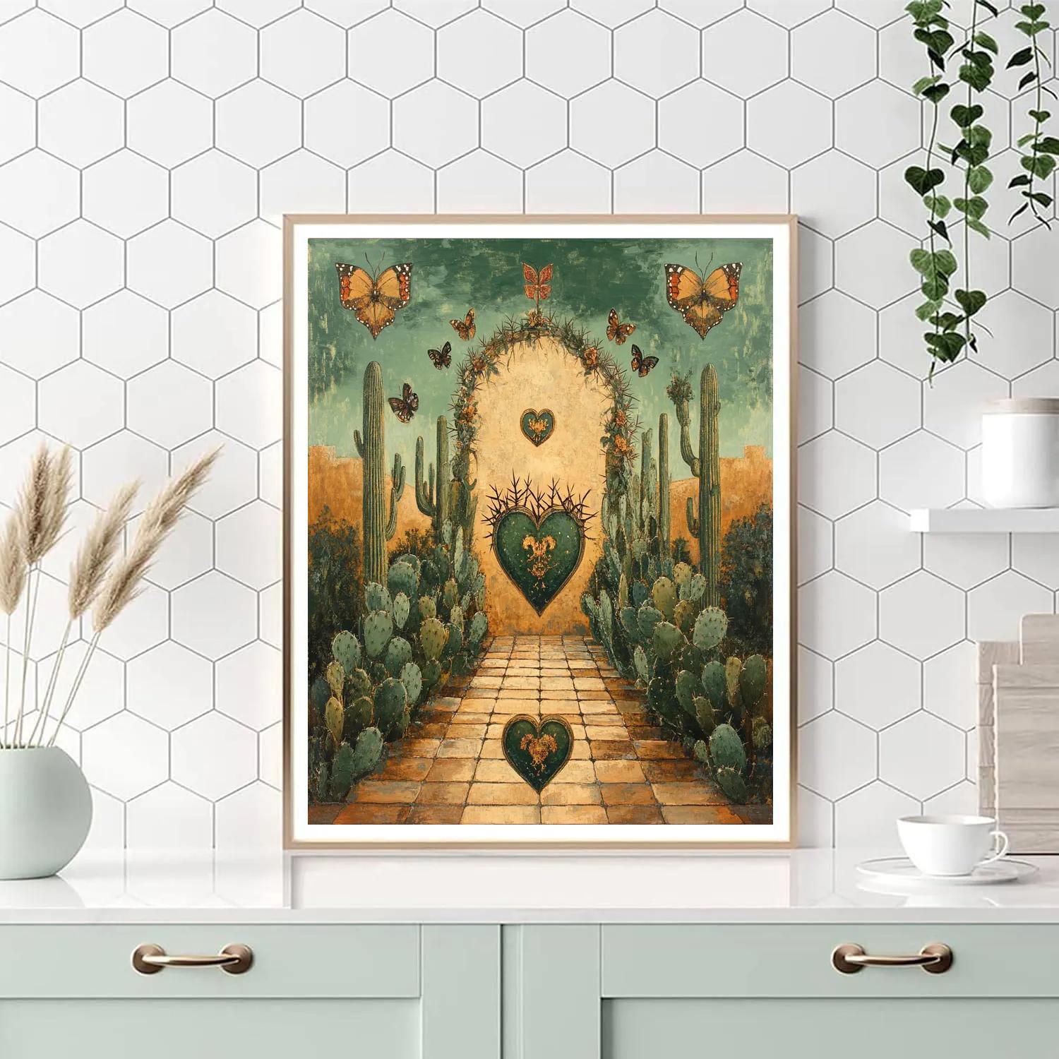 Frida Kahlo Inspired Desert Cactus Emblems paint by number