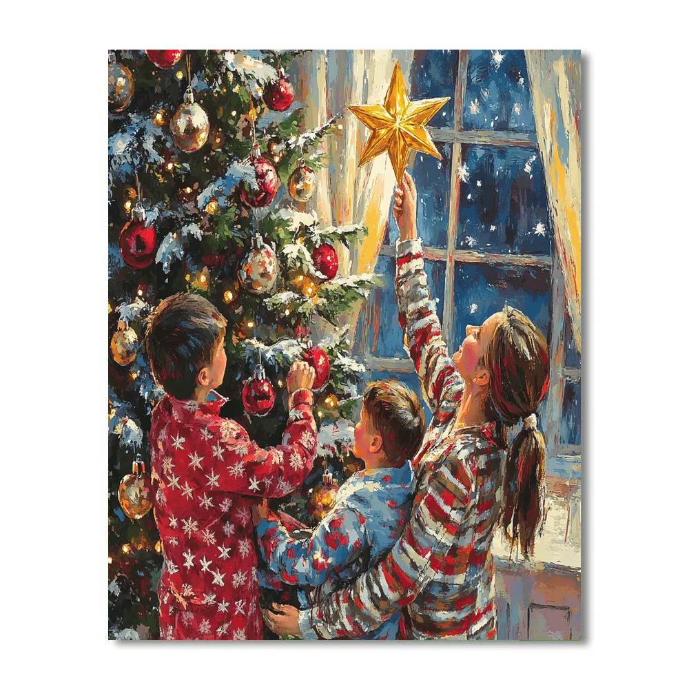 Star Topping On Silent Night Paint by numbers kits