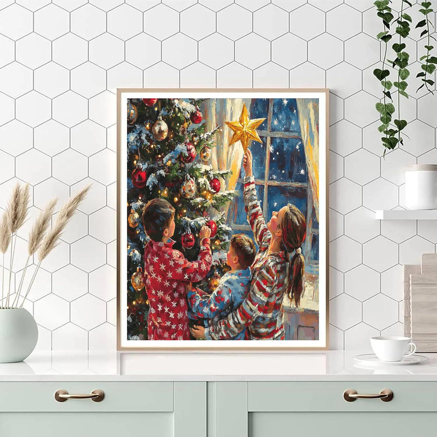 Star Topping On Silent Night Paint by numbers kits