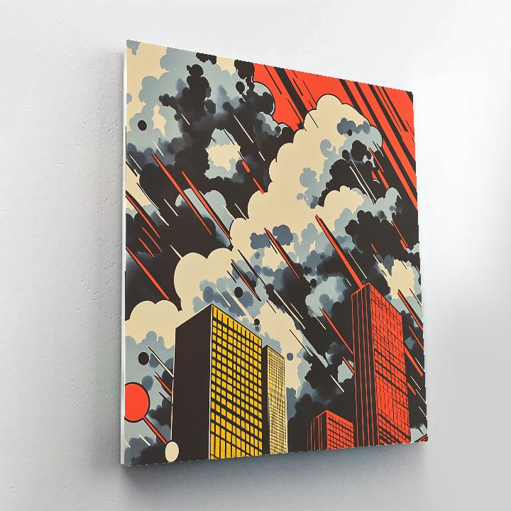 Roy Lichtenstein Inspired Thundercloud City Paint by numbers art