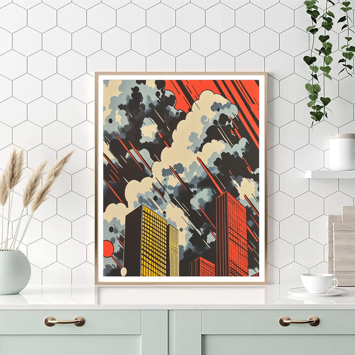 Roy Lichtenstein Inspired Thundercloud City Paint by numbers art