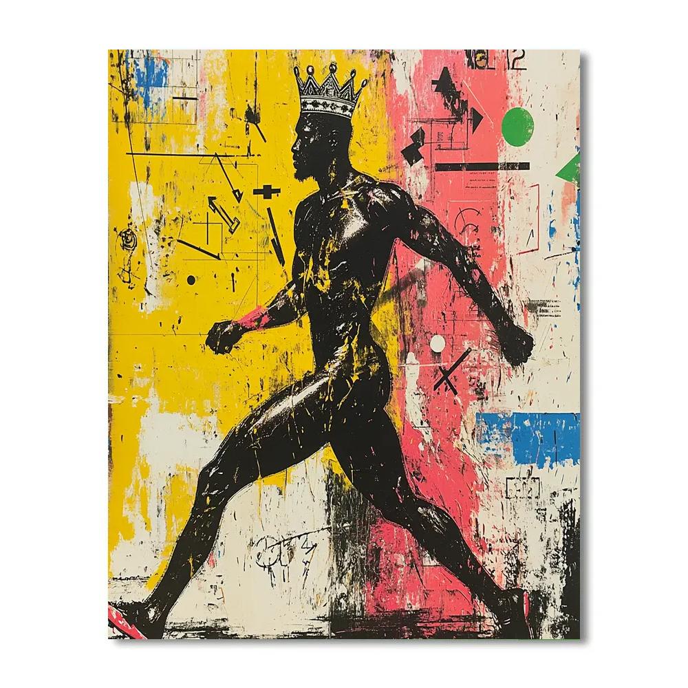 Jean Michel Basquiat Inspired Crowned Runner DIY paint by numbers