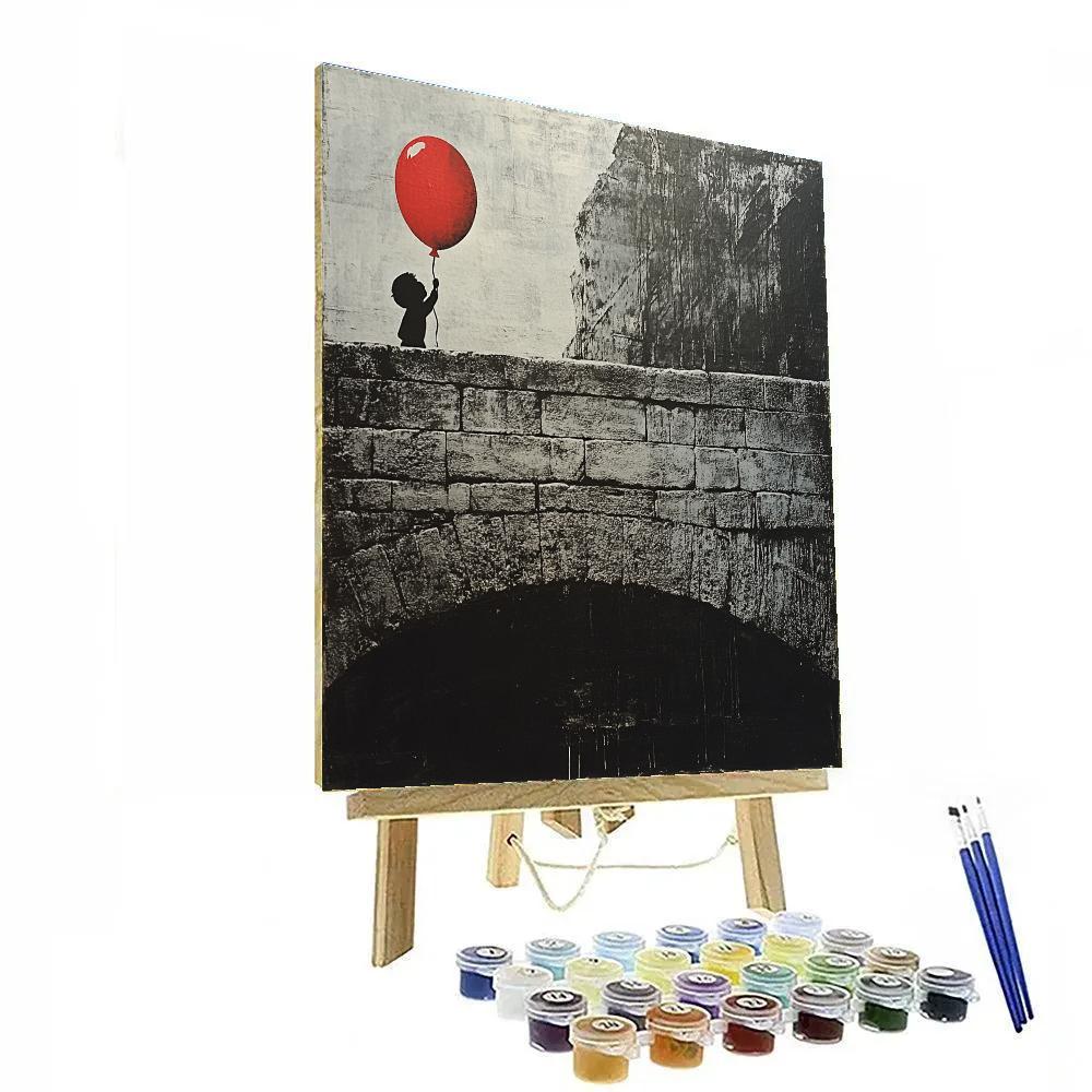 Banksy Inspired Balloon Over Bridge paint by color