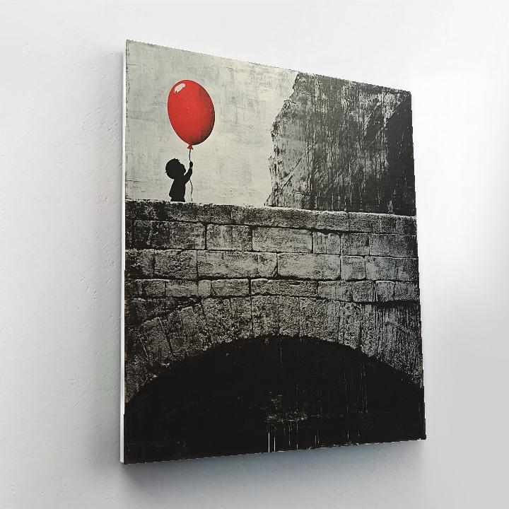 Banksy Inspired Balloon Over Bridge paint by color