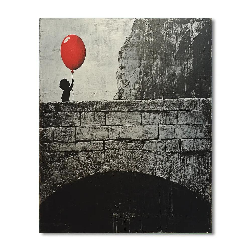 Banksy Inspired Balloon Over Bridge paint by color