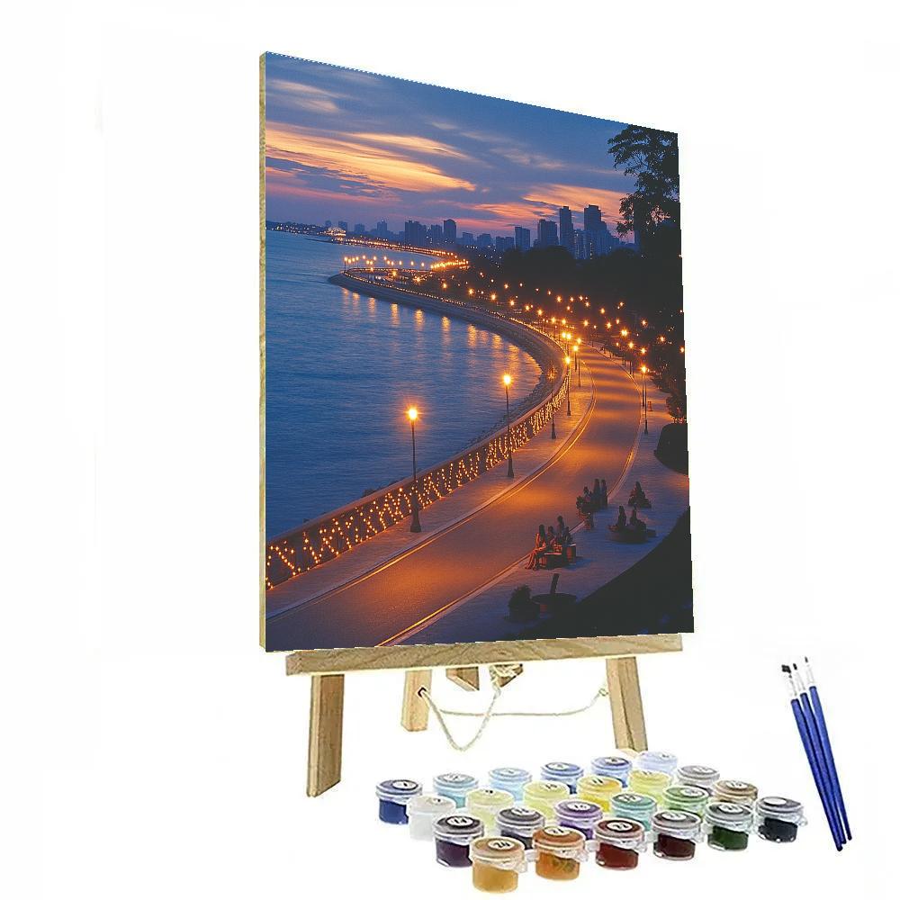 Marine Drive Queen Necklace Mumbai India Paint by numbers kits