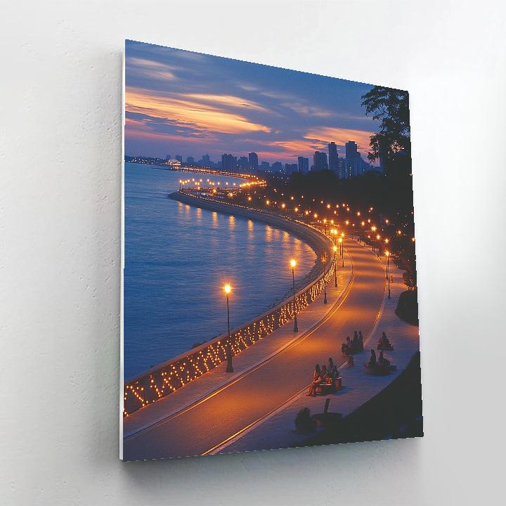 Marine Drive Queen Necklace Mumbai India Paint by numbers kits