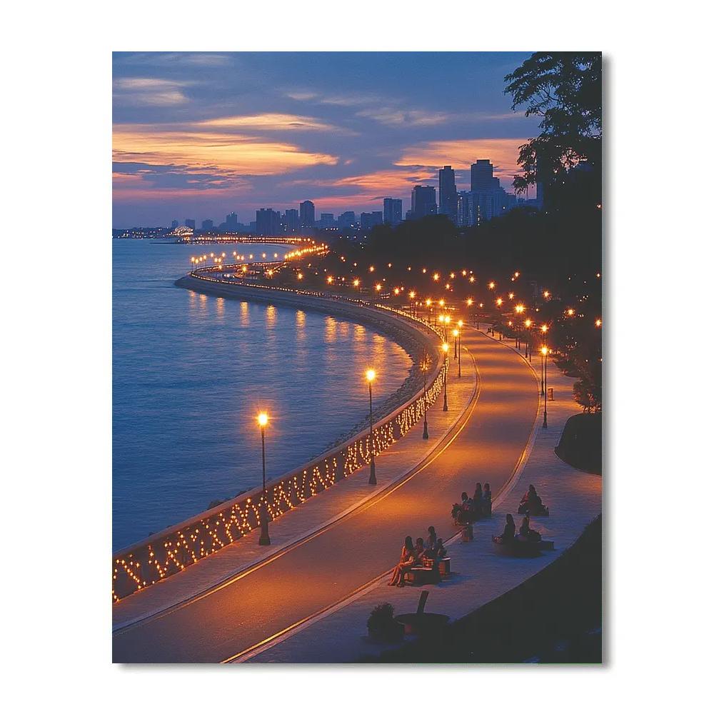 Marine Drive Queen Necklace Mumbai India Paint by numbers kits