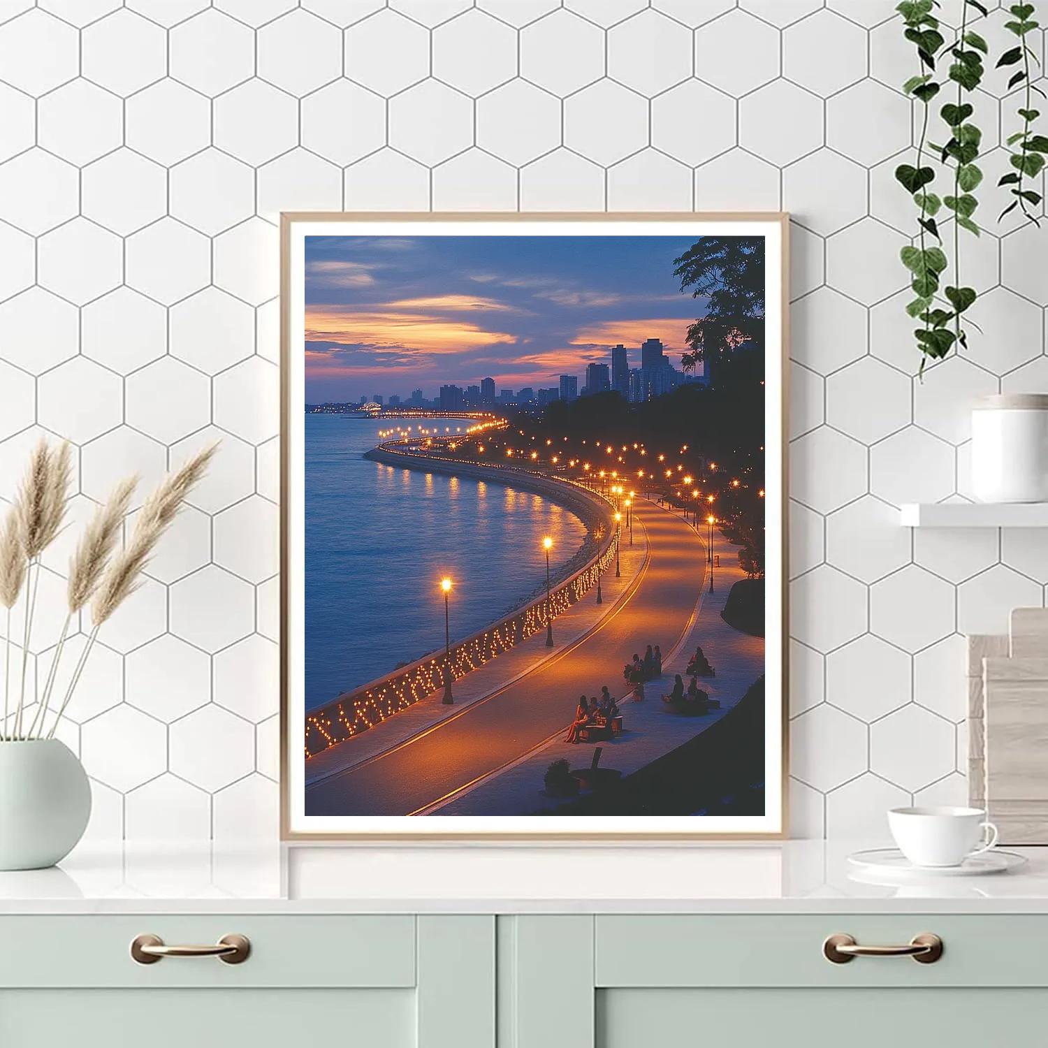 Marine Drive Queen Necklace Mumbai India Paint by numbers kits