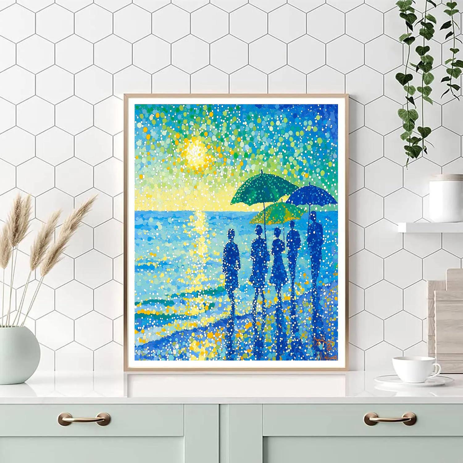 Georges Seurat Inspired Seaside Promenade Painting by numbers kit