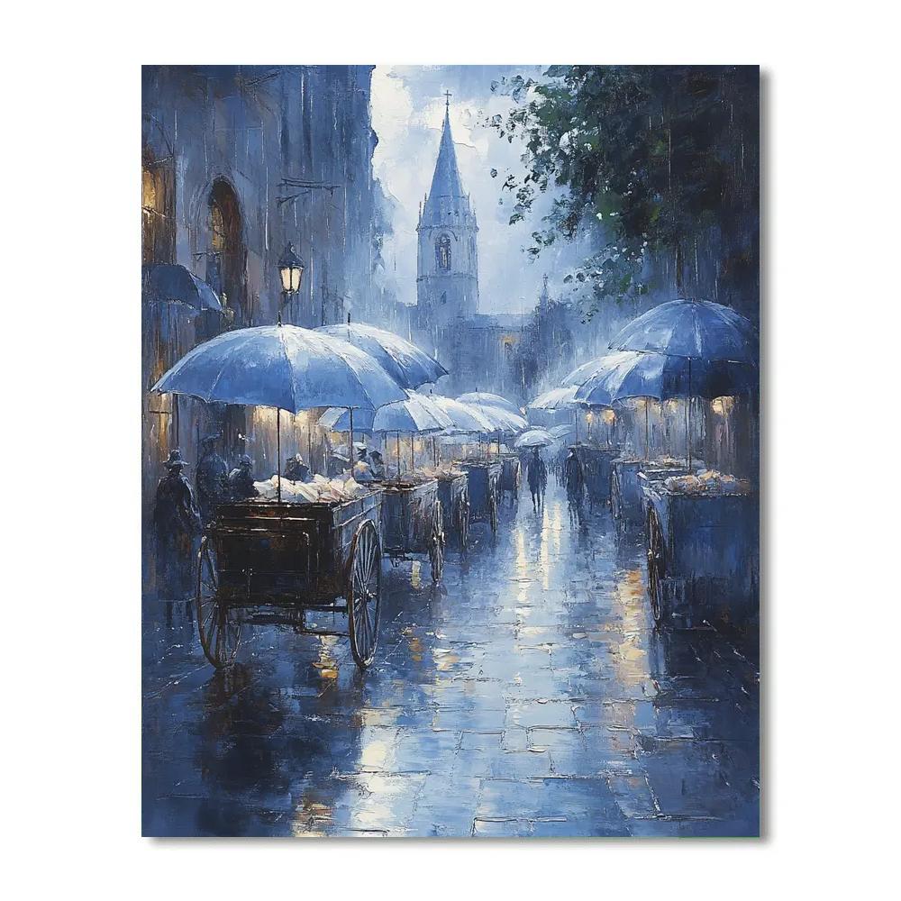 Camille Pissarro Inspired Market Square Rain Painting by numbers kit