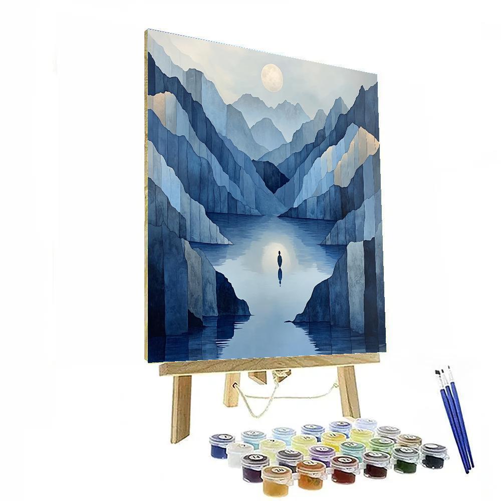 Caspar David Friedrich Inspired Alpine Moonrise Numbered painting kits