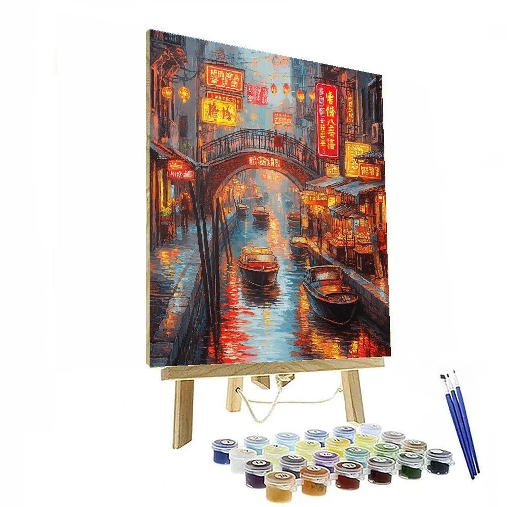 Dotonbori Canal Lights Osaka Japan paint by number