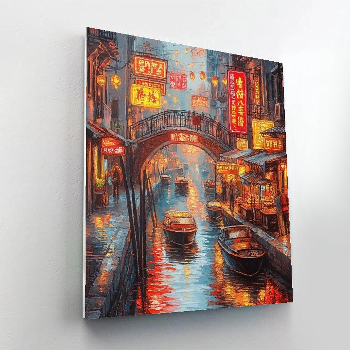 Dotonbori Canal Lights Osaka Japan paint by number