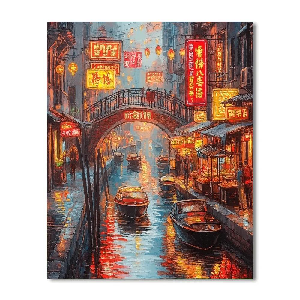 Dotonbori Canal Lights Osaka Japan paint by number