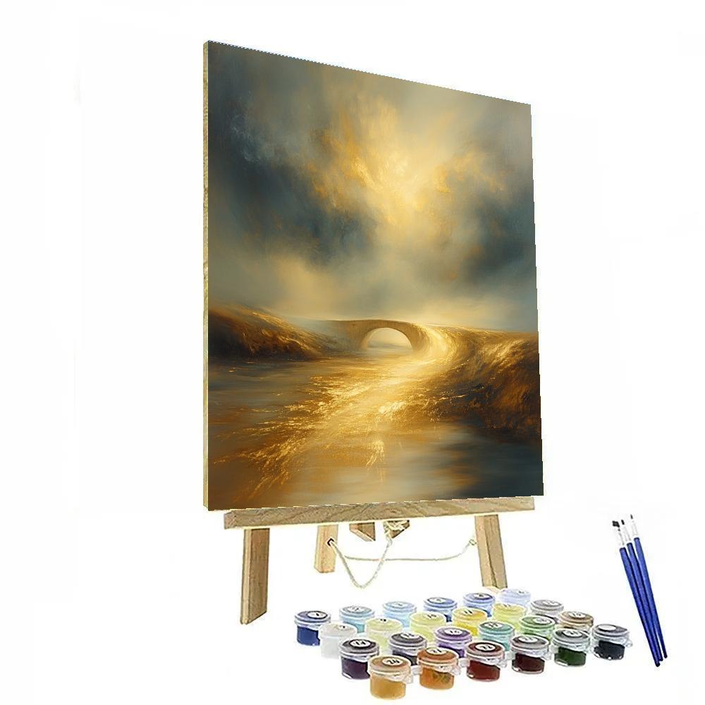 J M W Turner Inspired Tempest Over Bridge paint by numbers