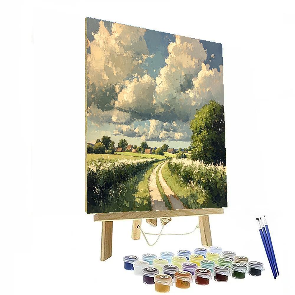 John Constable Inspired Hayfield With Larks paint by number