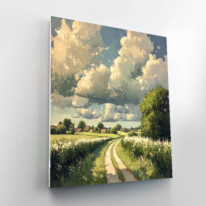 John Constable Inspired Hayfield With Larks paint by number