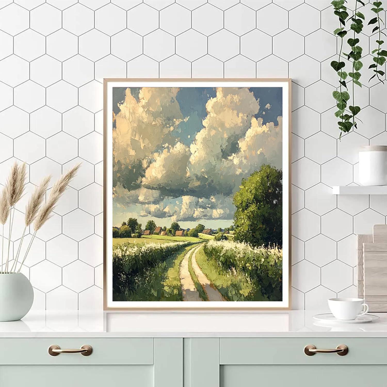 John Constable Inspired Hayfield With Larks paint by number