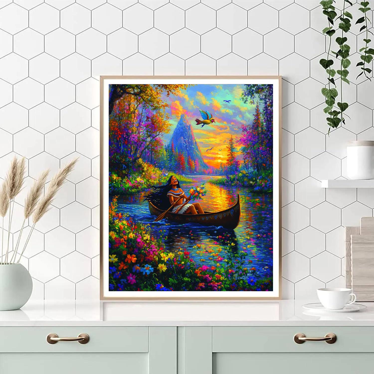 Pocahontas And Flit’s River Adventure - Disney Inspired DIY paint by numbers