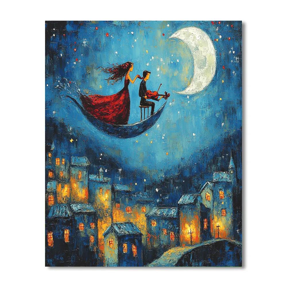 Marc Chagall Inspired Moonlit Wedding Number painting