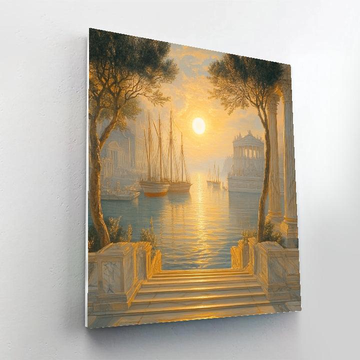 Claude Lorrain Inspired Evening Port paint by number