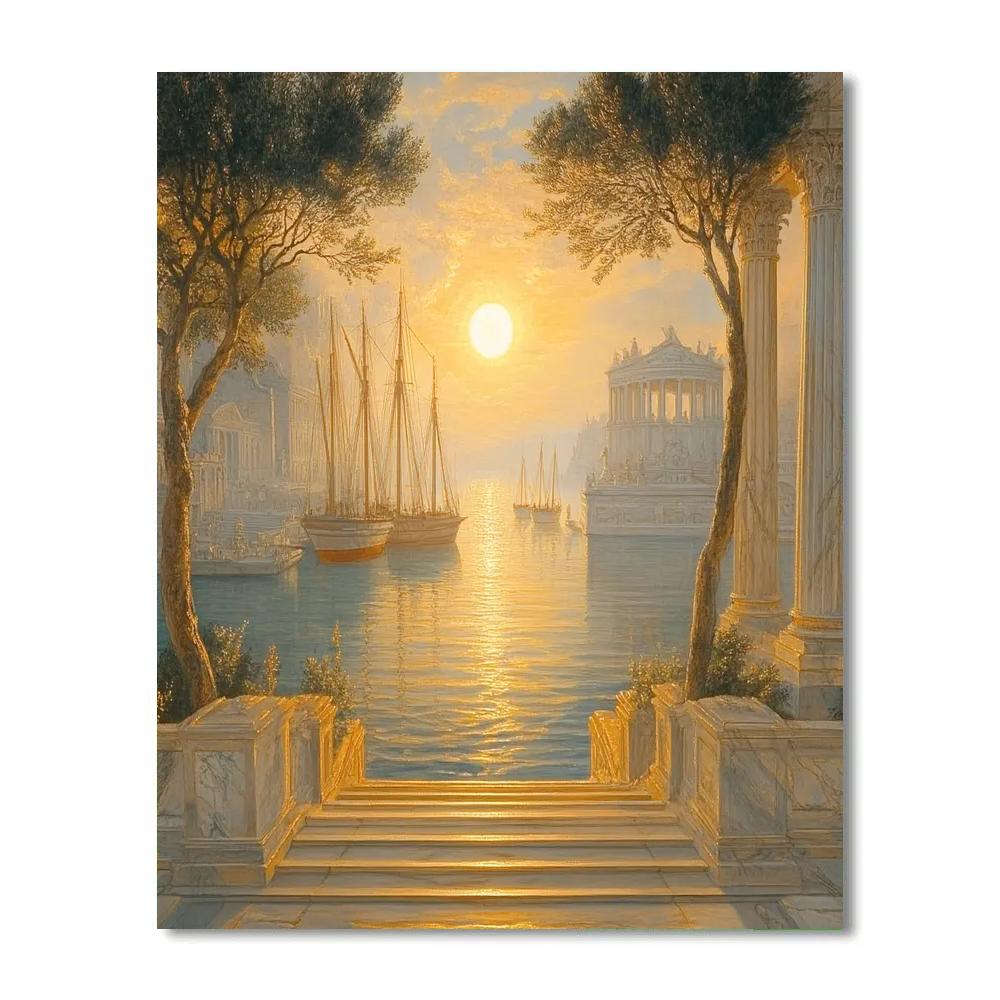 Claude Lorrain Inspired Evening Port paint by number