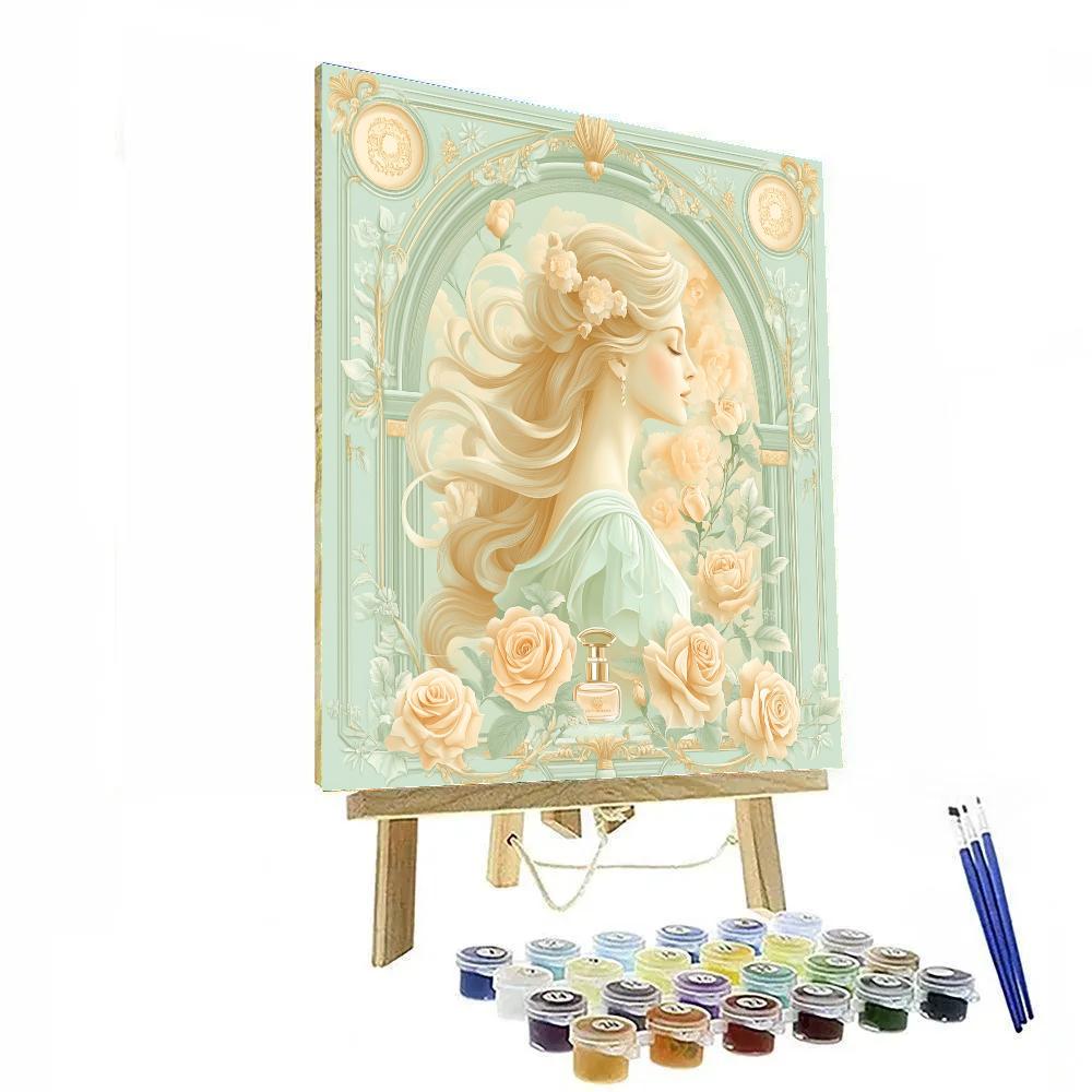 Alphonse Mucha Inspired Rose Perfume Muse Paint by numbers art