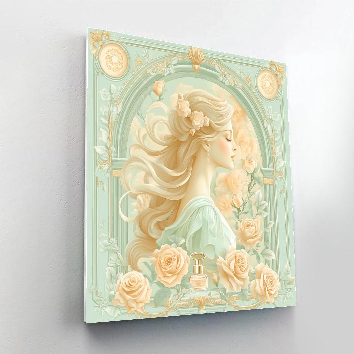 Alphonse Mucha Inspired Rose Perfume Muse Paint by numbers art
