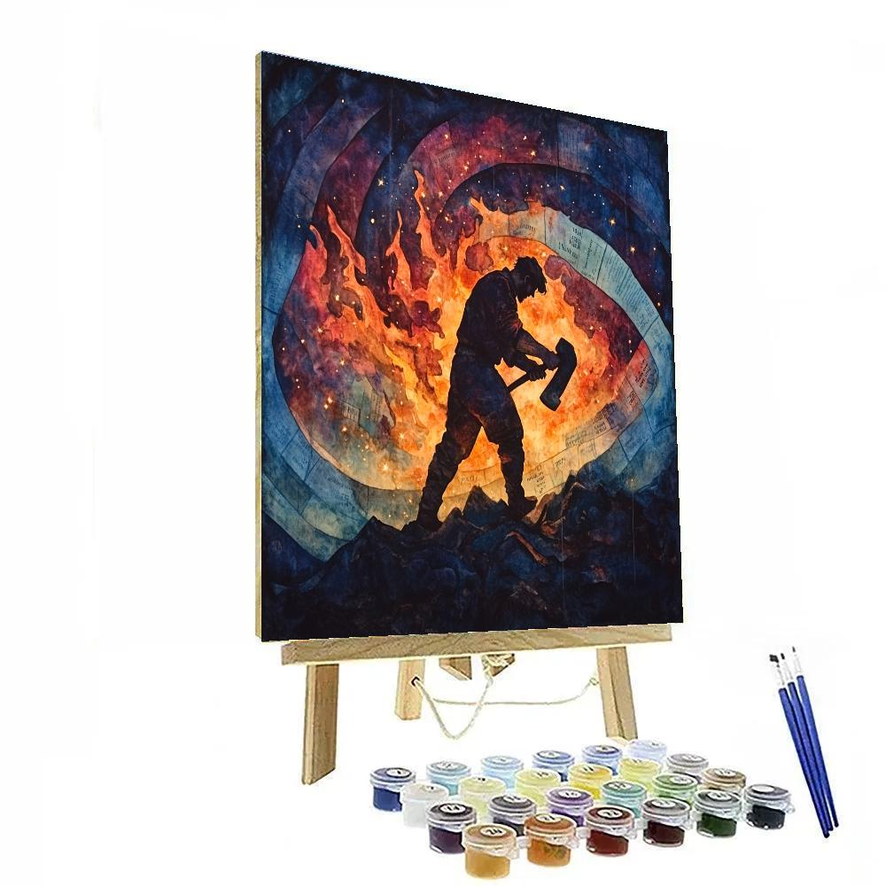William Blake Inspired Vision Of The Forge Number painting