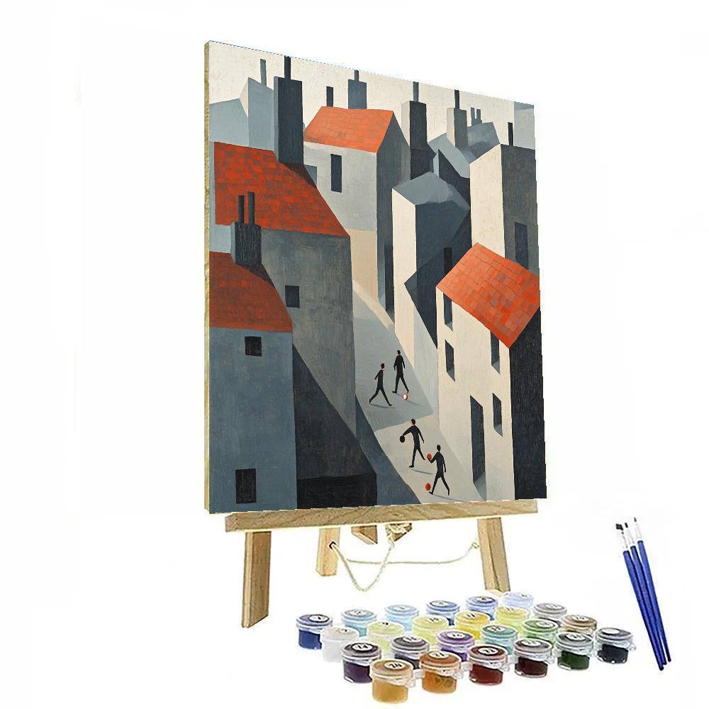 L S Lowry Inspired Street Football paint by color