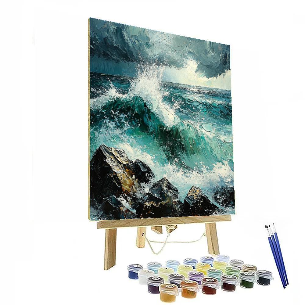 Gustave Courbet Inspired Cliff And Foam paint by color