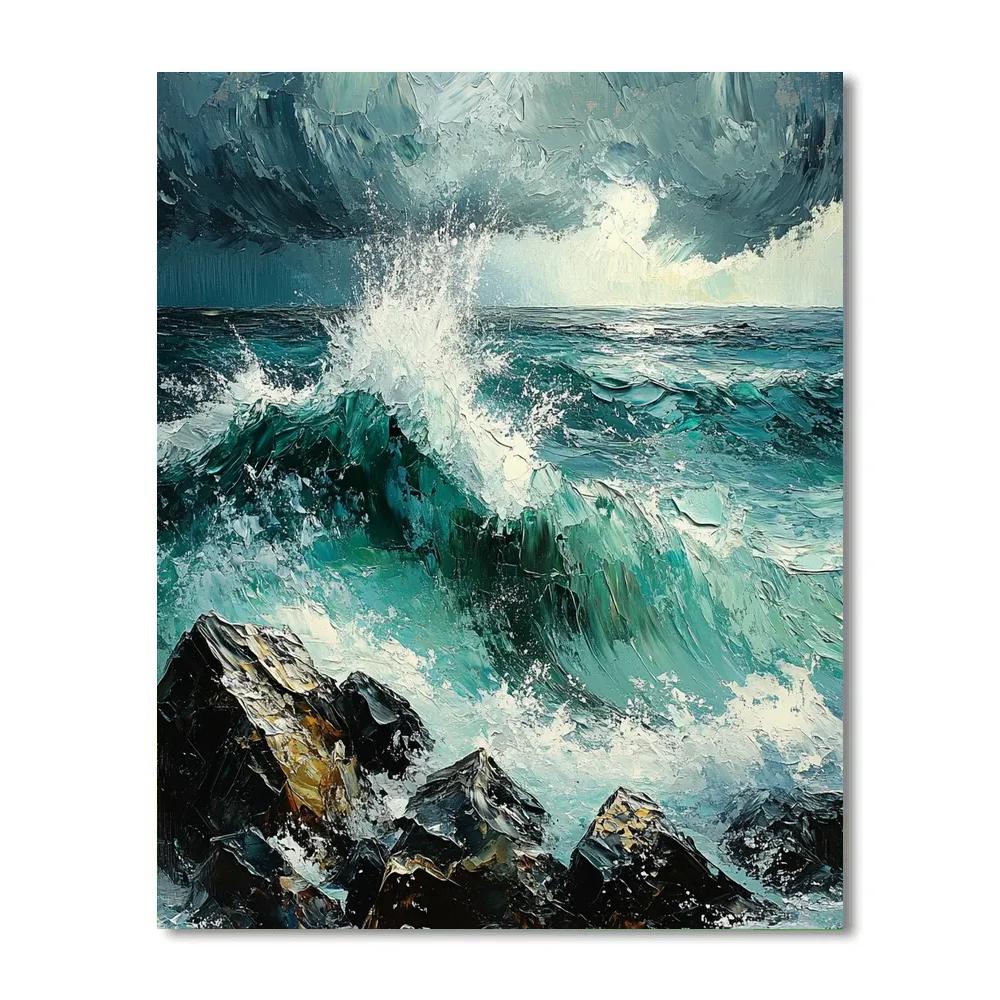 Gustave Courbet Inspired Cliff And Foam paint by color