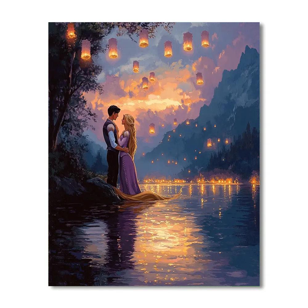 Rapunzel And Flynn’s Floating Lanterns - Disney Inspired paint by color