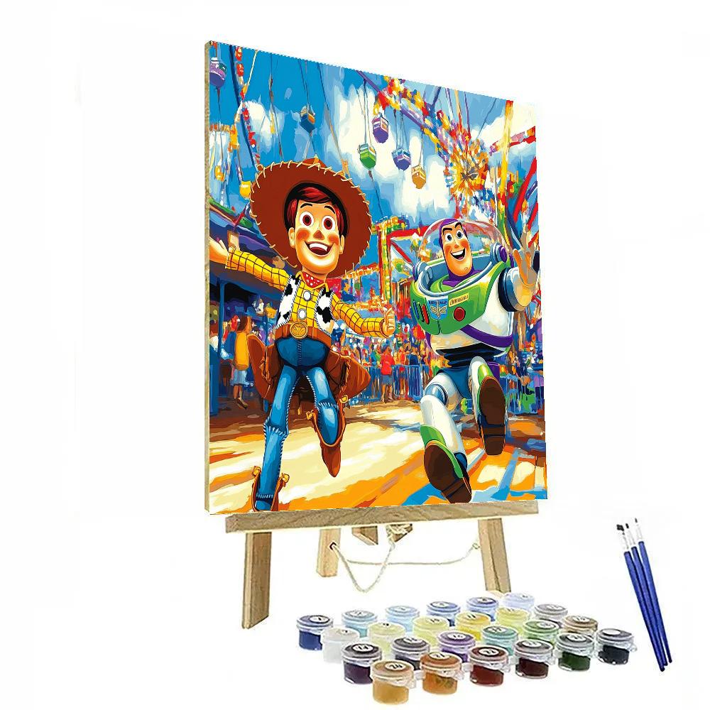 Woody And Buzz At The Fair - Disney Inspired Number painting